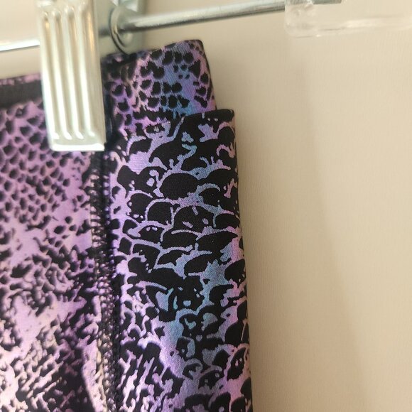 DOV DOVPOD Snakeskin Metallic Leggings Exotic Yoga Pants Blue Purple Large - Picture 9 of 14